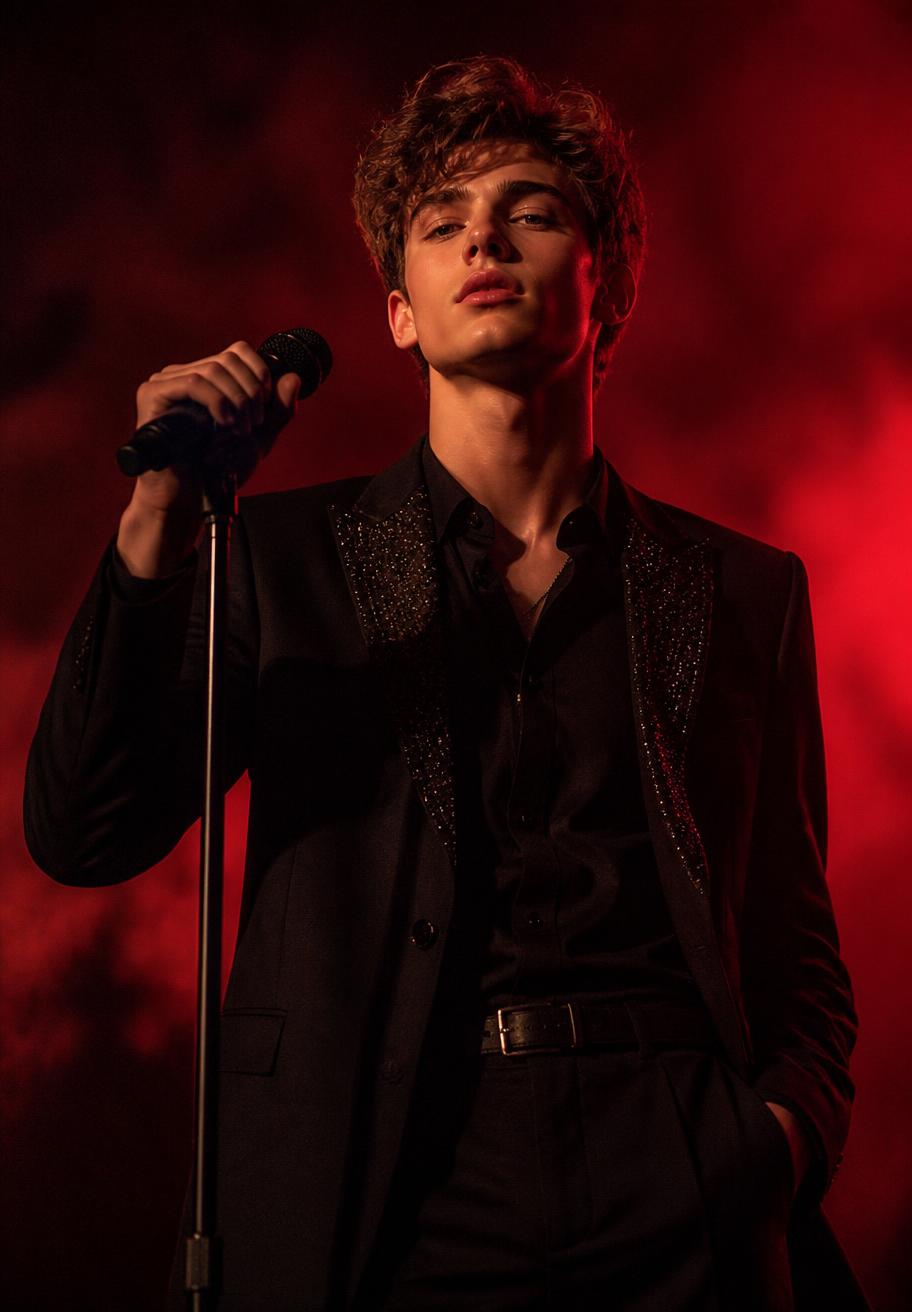 Performer in red stage light